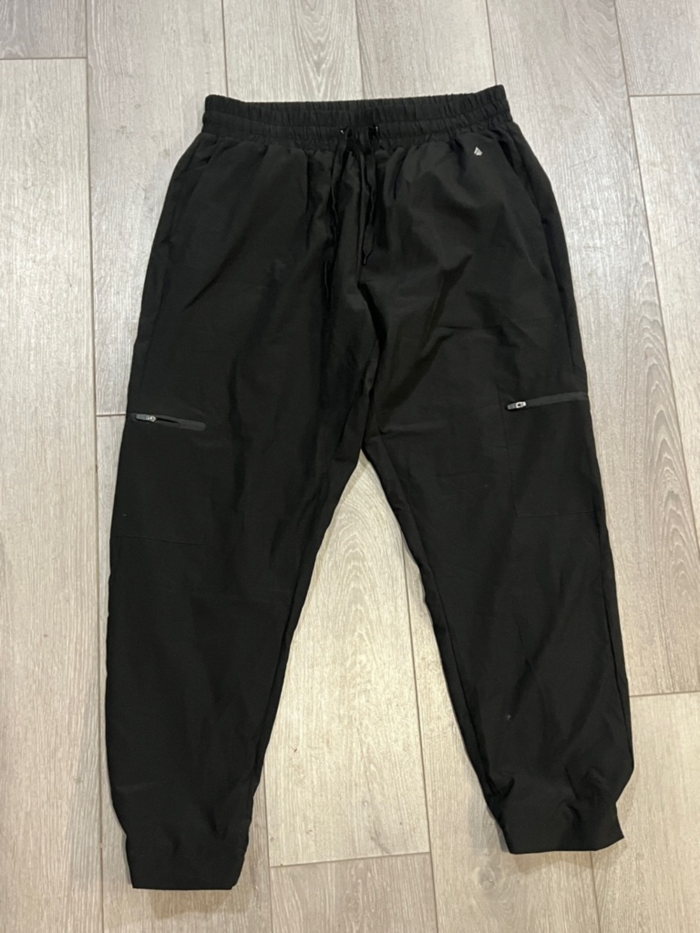 Men's Black Performance Joggers with Zippered Thigh Pockets